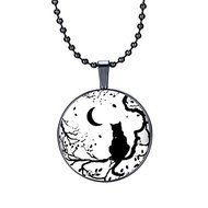 Women&#039;s Girls Time Gem Moon Cat Photo Pendant Chain Necklace Friend Gift New