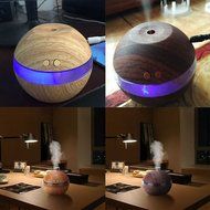 300ml Aroma Essential Oil Diffuser, Wood Grain USB LED Ultrasonic Cool Mist Humidifier N2