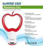 GoWISE USA GW21106 Bladeless Apple Fan with Remote Control &amp; Timer Red N5