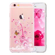 iPhone 6 Plus / 6S Plus Case,PHEZEN Beauty Butterfly Floral Flower Glitter Bling Crystal Rhinestone Diamond Clear... N17