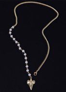 Fashion Shark Teeth Charm Pendants Crystal Beaded Bib Statement Necklace Chain