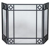 Uniflame Corporation 3 Panel Wrought Iron Fireplace Screen with Diamond Design, S-1194