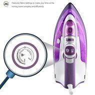 ZZ ES391-P 1500 Watt Steam Iron with Stainless Steel Soleplate and Detachable Water Tank, Purple N6