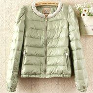 Spritech(TM) New Style Korean Womens Round Beads Design Neck Winter Down Jacket Light Green N2