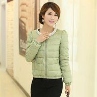 Spritech(TM) New Style Korean Womens Round Beads Design Neck Winter Down Jacket Light Green N3