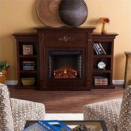 Pemberly Row Electric Fireplace w Bookcases in Espresso