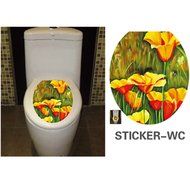 KAKA(TM) Bathroom Toilet Waterproof Decorative Stickers Cute Designs Art Toilet Seat Sticker-Yellow flowers Style... N5
