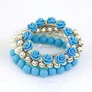 Mix Flower Beads Stretch Bracelet Temperament Alloy Resin Rhinestone Bangle DZ88 N3