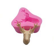 HUAL 3D Stag's Head Mold Christmas Deer Silicone Mould Fondant Cake Decorating Mold elk Mold N2
