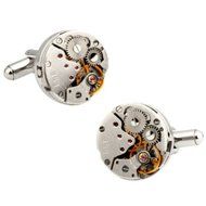 New Steampunk Vintage Mens Cufflinks Watch Movement Wedding Silver Cuff Links N2