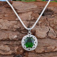 Jewelry Fashion 925 silver Emerald Pendant gift for women N-422 N2