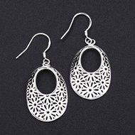 Silver Women's Fashion Jewelry Hollow Drop Dangle Earrings 925 Sterling N5