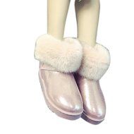 Spritech(TM) Fashion Women's Warm Flat Fur Button Elegant Tassel Winter Snow Boots N12