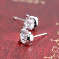 Plated silver Zircon Crystal Dolphin Ear Stud Earrings GF Birthday Gifts elegant N7
