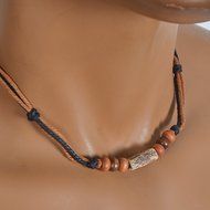 Men Pendant Bead Hemp Braid Surfer Choker Necklace Stylish Tribal (Triple-#225) N8