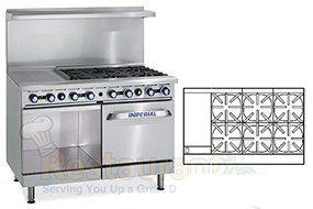 Imperial Commercial Restaurant Range 48&quot; With 6 Burner 12&quot; Griddle Oven/Cabinet Propane Ir-6-G12-C-Xb