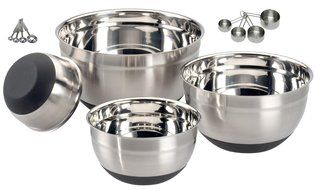 LeRose Deluxe Stainless Steel Mixing Bowls Set with Silicone Base plus Measuring Cups and Measuring Spoons Set... N2