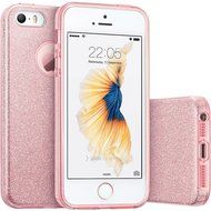 iPhone 5/5s/se Bling Crystal 3 in 1 Case-Auroralove Pink iPhone Se Beauty Fashion 3 layers Hybrid Bumper Cover... N5