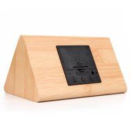 Digital Wood Clock Sound Activated LED Alarm Clock Multi-function Display with Temperature and Humidity (Black-white) N10