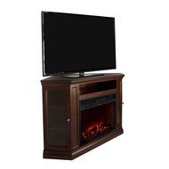XtremepowerUS Electric Portable Fireplace with TV Stand, Corner (Espresso, with fireplace) N7