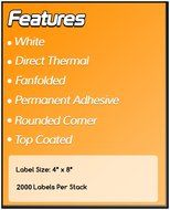 4 x 8 Fanfold Zebra Compatible Direct Thermal Labels (1 Carton) for Zebra Printer GC420d GC420t GK420d GK420t... N2
