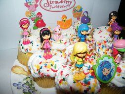 Strawberry Shortcake Deluxe Mini Cake Toppers Cupcake Decorations Set of 13 with 12 Figures and a Toyring featuring...