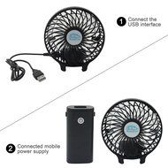 3 Speeds Portable Mini USB Rechargeable Desktop Fan wih 4000mAh Power Bank for Phone (Black) N2