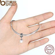 Retro Authentic S925 Sterling Silver Pearl Pendant Charms Fit European Bracelets N4