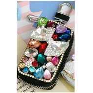 EVTECH(TM) Universal Car Smart Key Chain Leather Holder Cover Case Fob Remote 3D Handmade Luxury Shining Glitter... N4