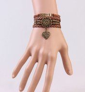 NEW Infinity Love Heart Friendshiping Leather Cute Charm Bracelet Bronze DIY