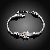 New 925 Sterling Silver Plated Women Sunflower Crystal Bracelet Bangle Jewelry N5