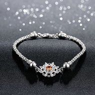 New 925 Sterling Silver Plated Women Sunflower Crystal Bracelet Bangle Jewelry N6