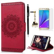 Note 5 Case,Samsung Galaxy Note 5 Case - Wallet Slim Fit Folio Stand 3D Basso-relievo PU Leather Flip Case with...