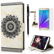 Note 5 Case,Samsung Galaxy Note 5 Case - Wallet Slim Fit Folio Stand 3D Basso-relievo PU Leather Flip Case with... N5
