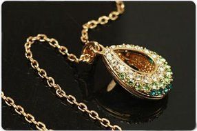 Elegant Teardrop Crystal Rhinestone Pendant Hollow Necklace Fashion Jewellery N3