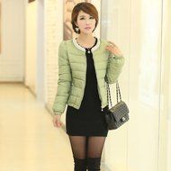 Spritech(TM) New Style Korean Womens Round Beads Design Neck Winter Down Jacket Light Green N4