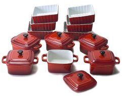 Color Collection 29431 Mini Bakeware, 18-Piece Set, Square, Red N2