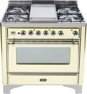 36" - 5 Burner Dual Fuel Range + Griddle with Convection Oven Finish: Antique White