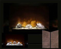 Modern Flames HF42CBI Built In Electric Red Straight Brick Panels 42" Fireplace /w Crystal Glass Burners