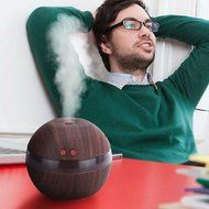300ml Aroma Essential Oil Diffuser, Wood Grain USB LED Ultrasonic Cool Mist Humidifier N3