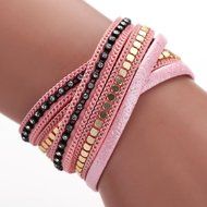 AutumnFall Women Bohemian Bracelet Woven Braided Handmade Wrap Cuff Magnetic Clasp (Gray) N14