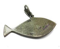 Jesus Fish Silver 925 With 14k Gold Jerusalem Cross Pendant Amethyst Crystal Eye