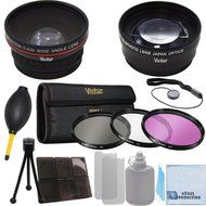 Vivitar 62mm 0.43x Wide Angle Lens + 2.2x Telephoto Lens + 3 Pieces Filter Set with Deluxe Lens Accessories Kit... N4
