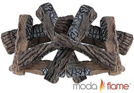 Moda Flame Set of 8 Ceramic Fireplace Wood Logs