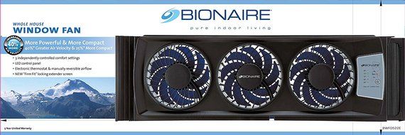 Bionaire BWF0522E-BU Thin Window Fan with Comfort Control Thermostat N3