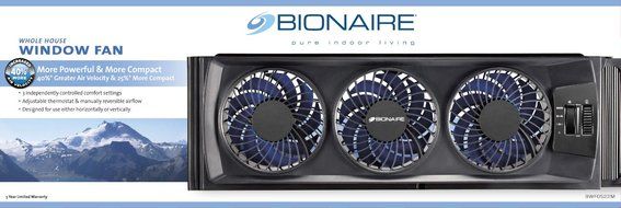 Bionaire BWF0522E-BU Thin Window Fan with Comfort Control Thermostat N4