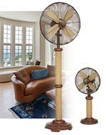 56.5" Stylish Wood-Grain Base and Neck with Rope Body Standing Floor Fan N2
