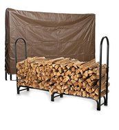 Large USA-Made Steel Log Rack And Cover Set