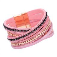 AutumnFall Women Bohemian Bracelet Woven Braided Handmade Wrap Cuff Magnetic Clasp (Gray) N16