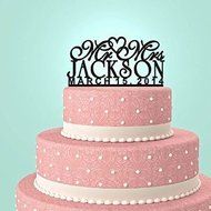 Personalized Custom Mr &amp; Mrs Wedding Cake Topper with Your Last Name and Date